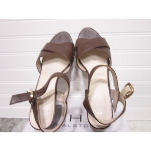Halston Womens Brown Ankle Strap Heeled Sandals Size 9